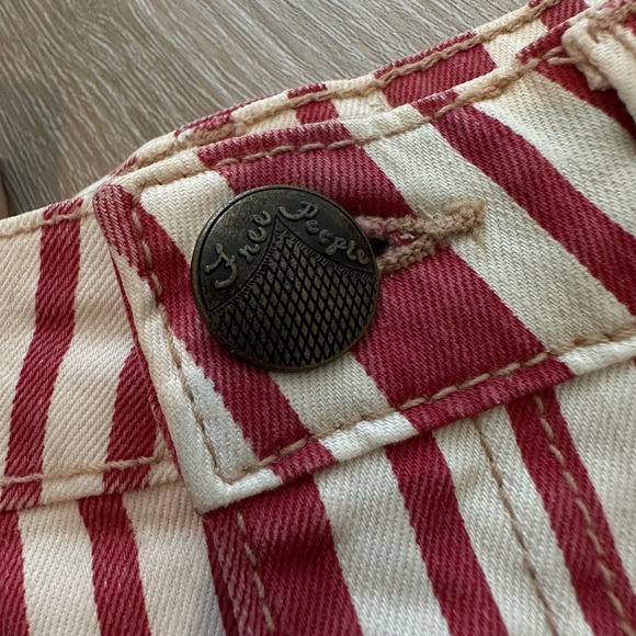 Free People Denim Striped Skirt Red/Cream Size 26 - Picture 2 of 8